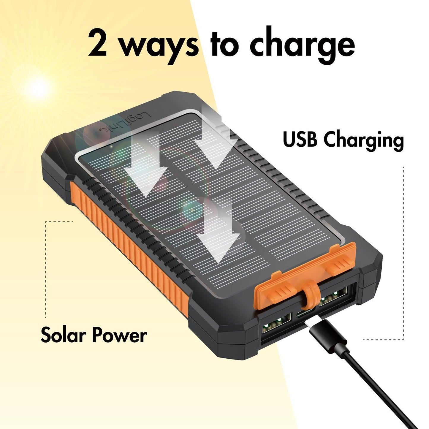 Solcells-Powerbank 6000mAh 2xUSB-A 10W - Hemberedskap