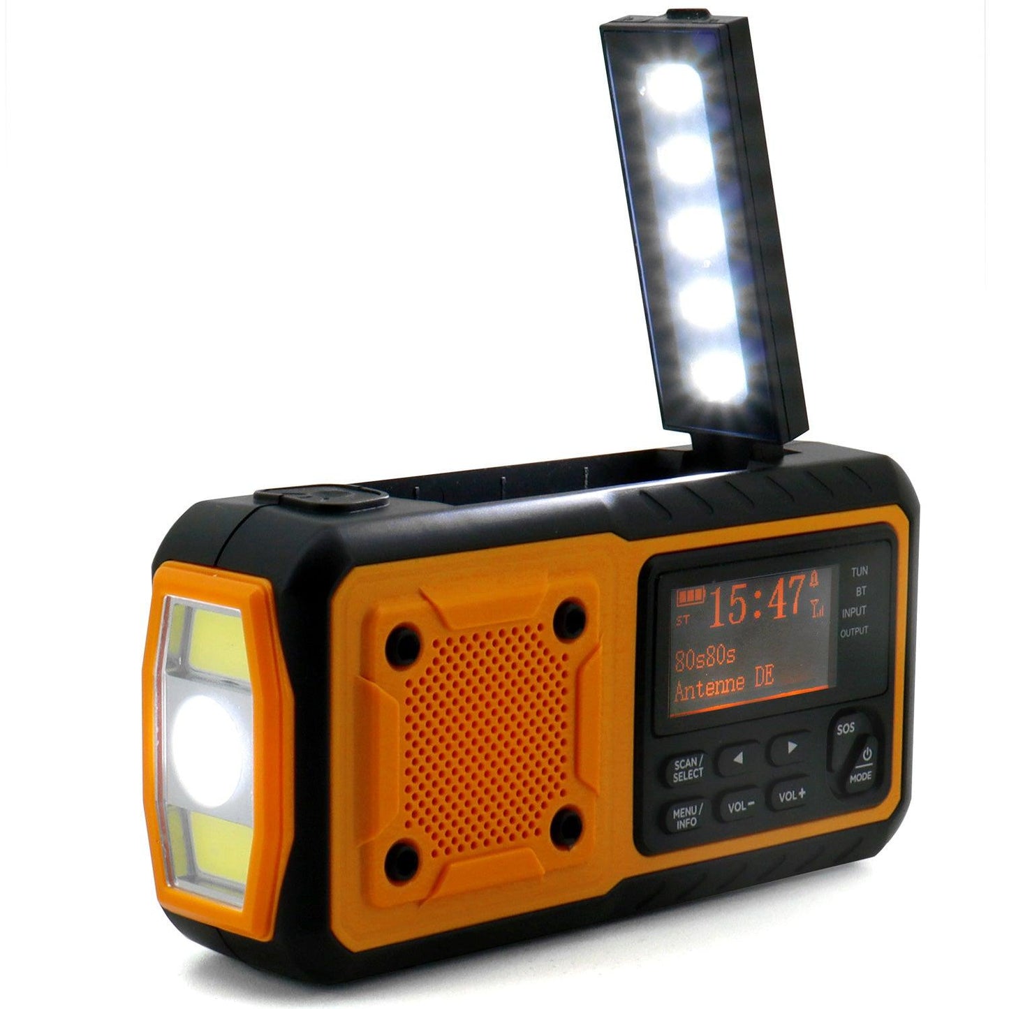 Digital vev-radio. LED-lampa, solpanel o BT - Hemberedskap- 